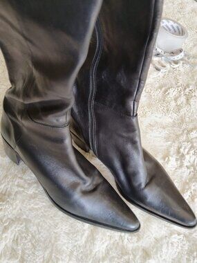JB Martin Paris Women's Black Genuine Leather Knee High Boots - Size EU 39